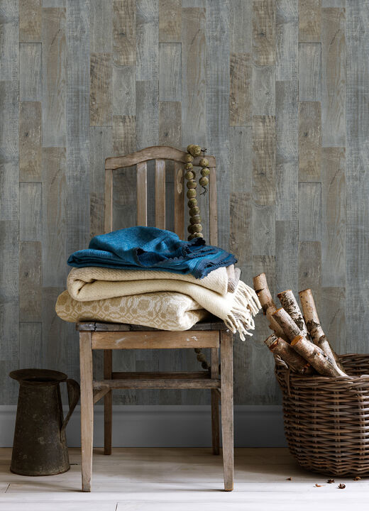 Chebacco Slate Wood Planks Wallpaper