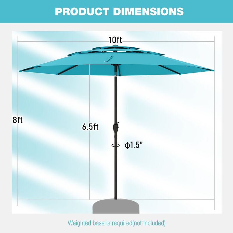 3-Tier Patio Umbrella with Push Button Tilt and Vented Canopy for Outdoor Shade