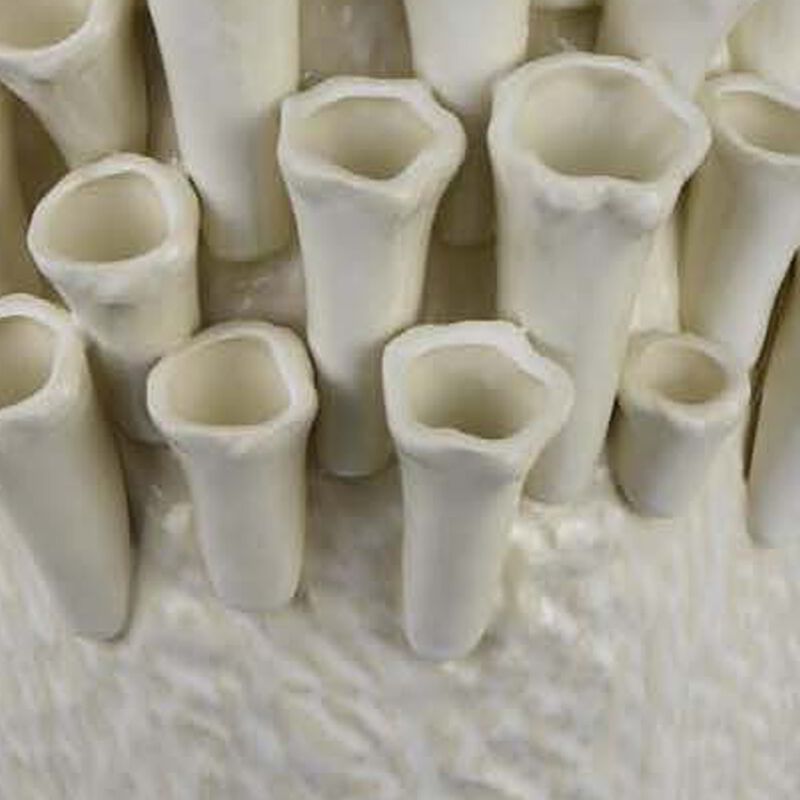 Cior Decorative Vase, Coral Shape Design, 18 Inch White Ceramic Body