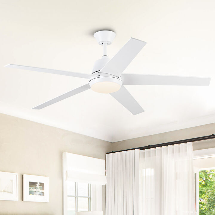 52-inch Modern White 3CCT Dimmable LED Ceiling Fan with Light and Remote