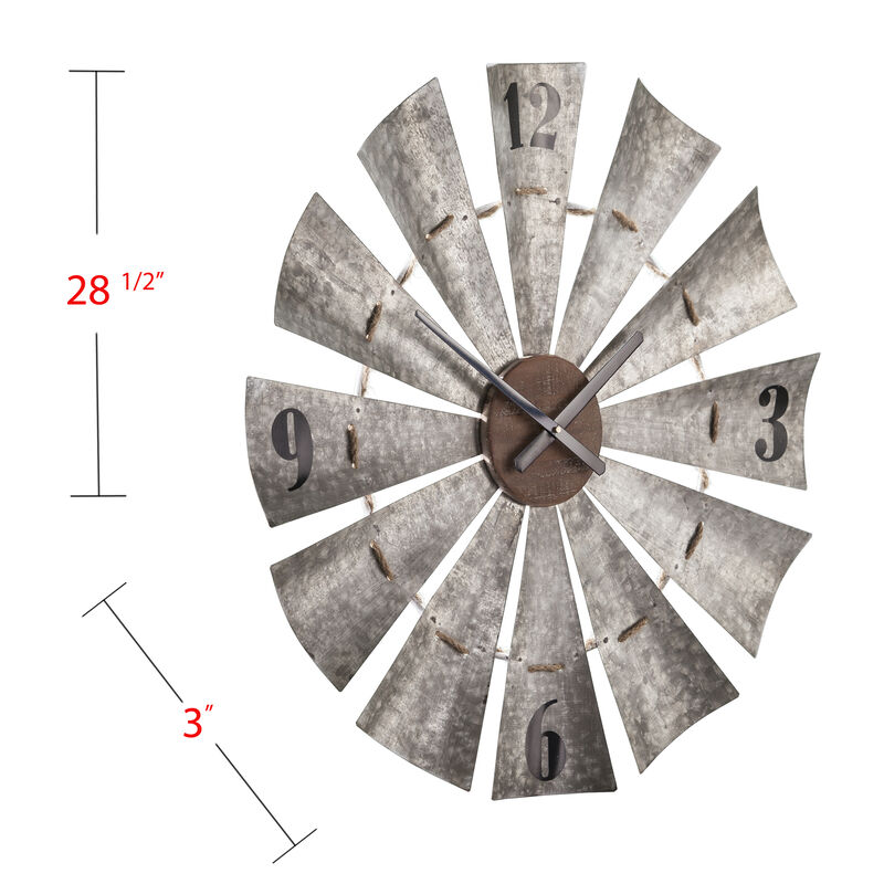 Brevan Oversized Decorative Windmill Wall Clock