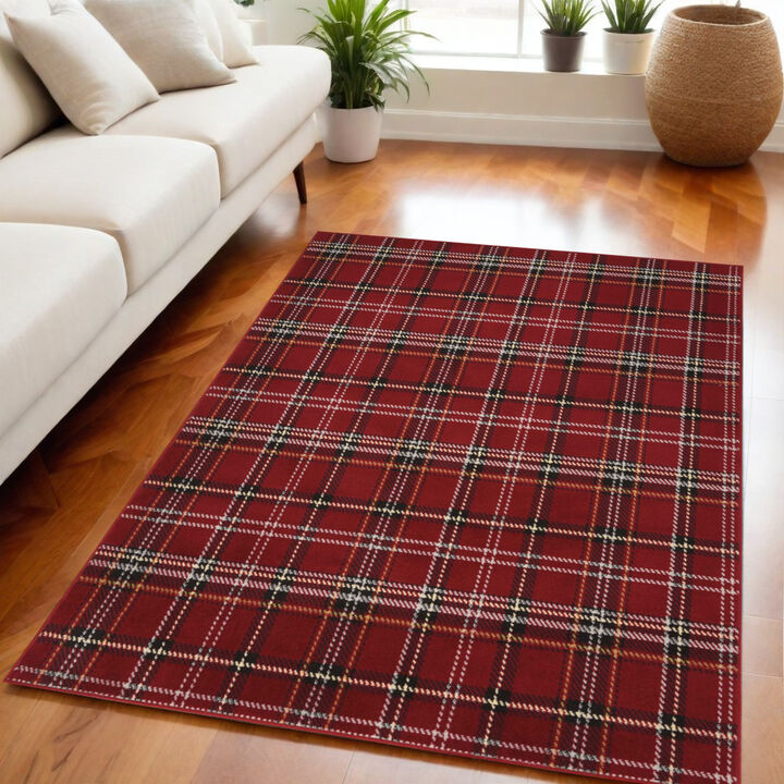 HomeRoots Plaid Power Loom Area Rug