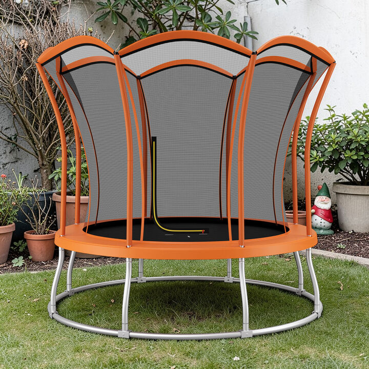 Flower-Shaped Trampoline 96", Outdoor Jumper with Enclosure Net