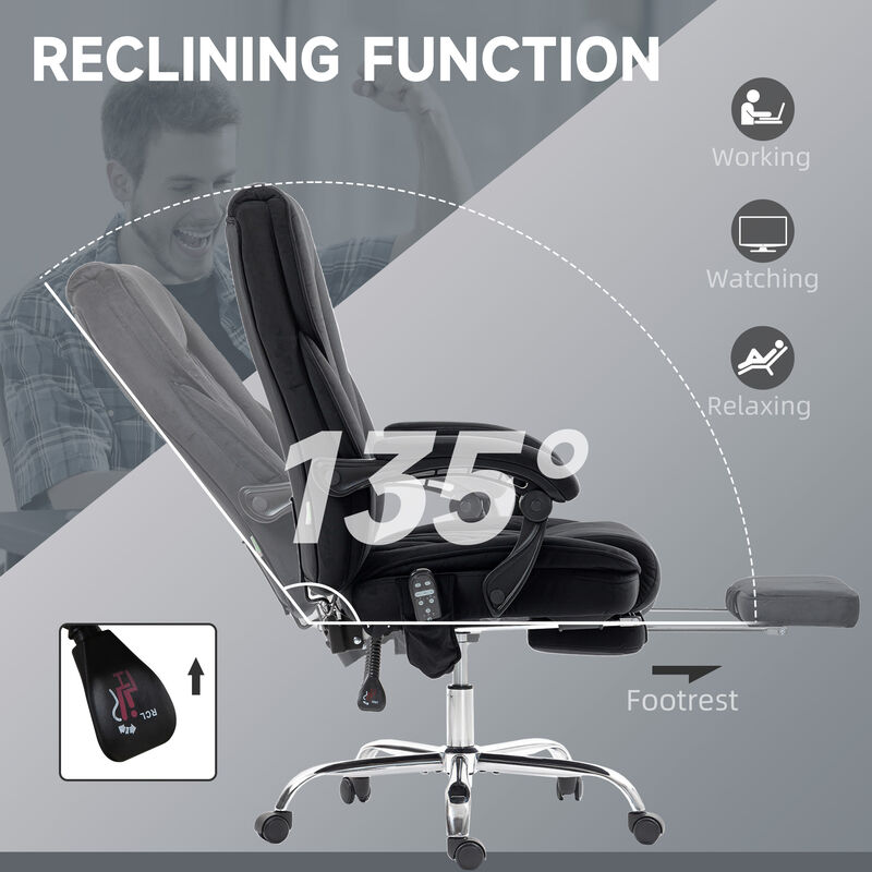 Hivvago Heated Massage Office Chair with Recline and Footrest image number 5