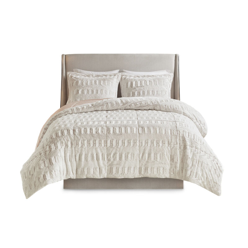 Gracie Mills Garrett Back Print Long Fur to Solid Mink Comforter Set