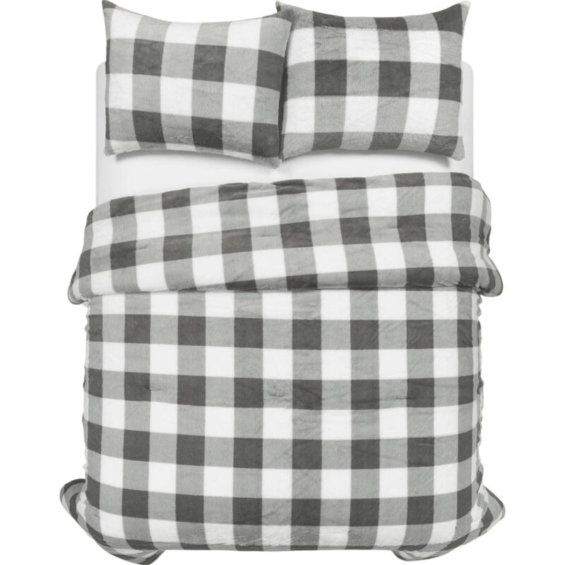 Plaid Faux Fur Comforter Set Soft and Warm Bedding for Cozy Bedroom Style