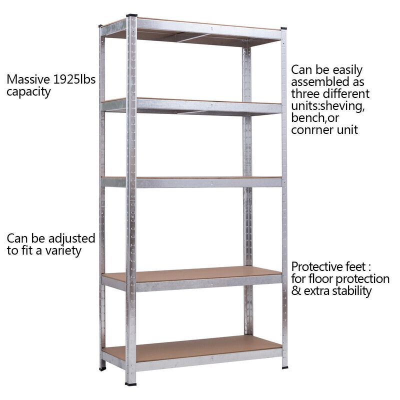 72 Inch Storage Rack with 5 Adjustable Shelves