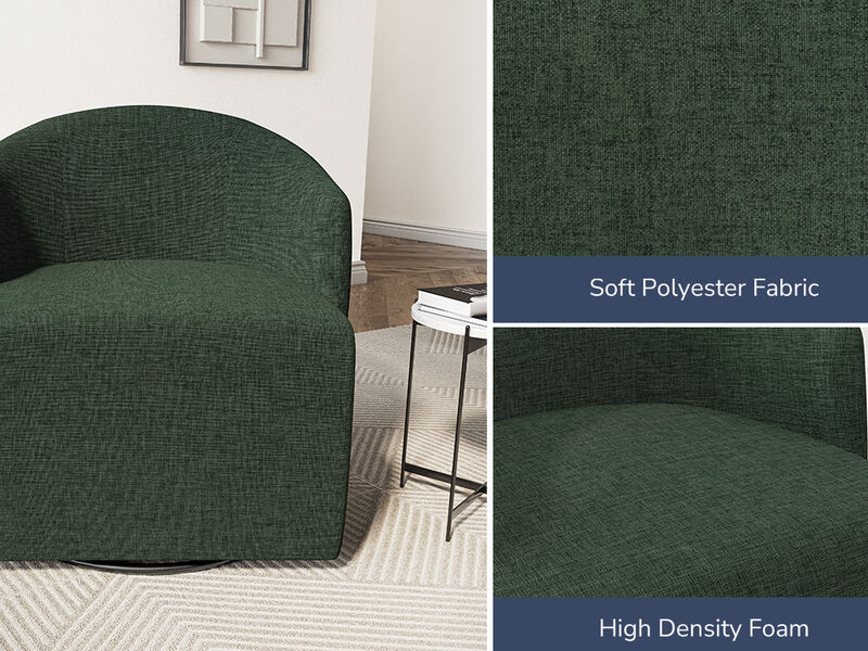 BELLEZE Swivel Accent Chair, Modern Upholstered Swivel Armchair 360 Degree Barrel Chair Comfy Corner Chair for Living Room Bedroom - Malta (Green)