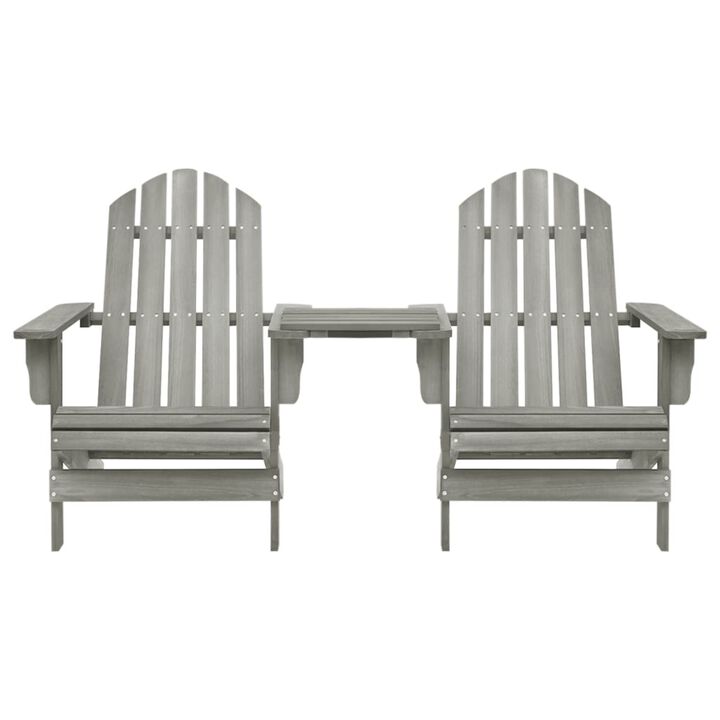 vidaXL Patio Adirondack Chairs with Tea Table Solid Fir Wood Gray