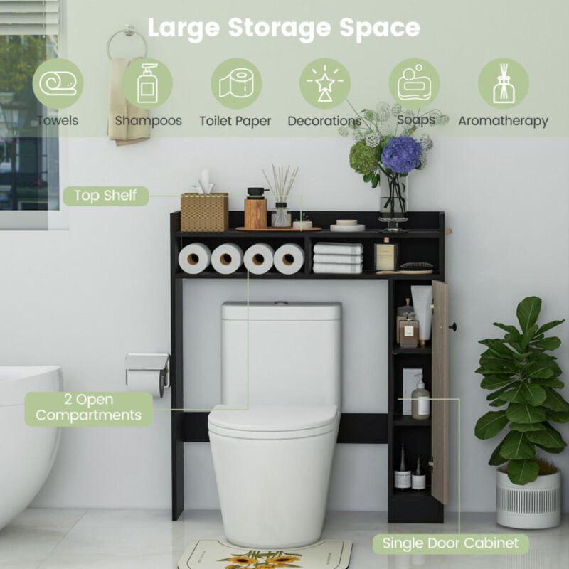 Hivvago Bathroom Over the Toilet Floor Storage Organizer with Adjustable Shelves