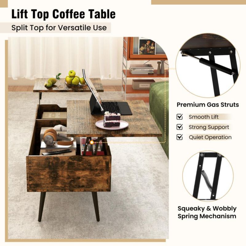 Hivvago 47 Inch Lift Top Coffee Table with 2 Hidden Compartments