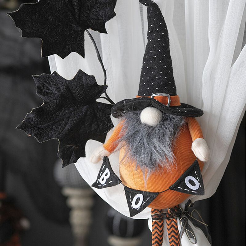 (Set of 2)Halloween Decorating Fabric Standing Orange Gnome with BOO Banner image number 5