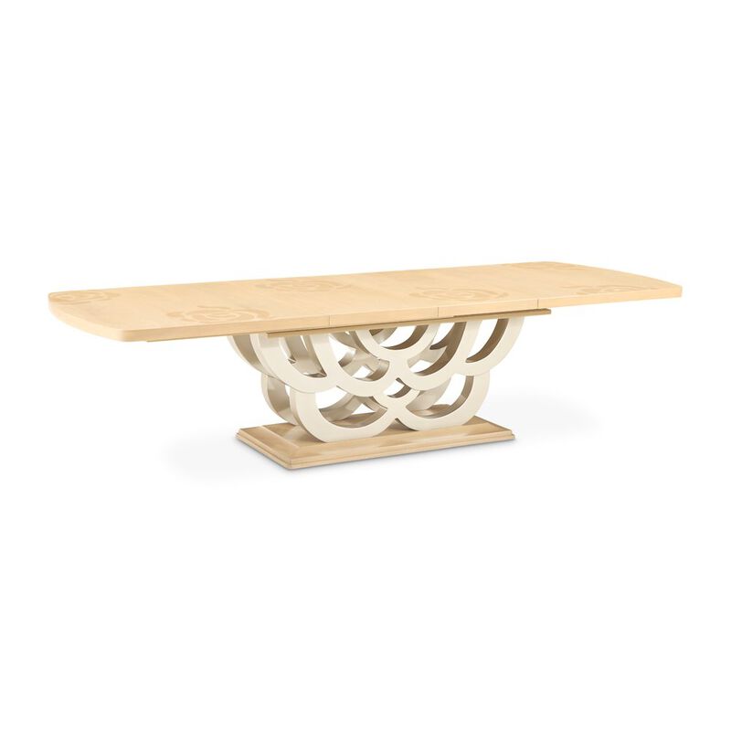 Michael Amini Camellia Field Rectangular Pedestal Dining Table - Caramel image number 8
