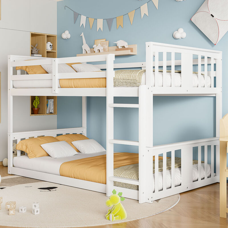 Whisen Twin Over Twin Bunk Bed with Ladder - White