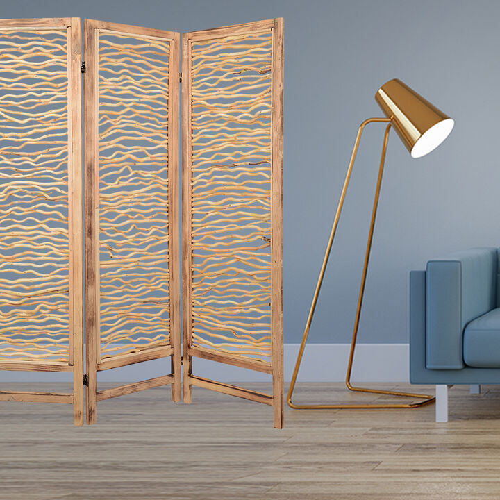 3-Panel Foldable Wood Screen for Room Divider and Privacy in Home or Office