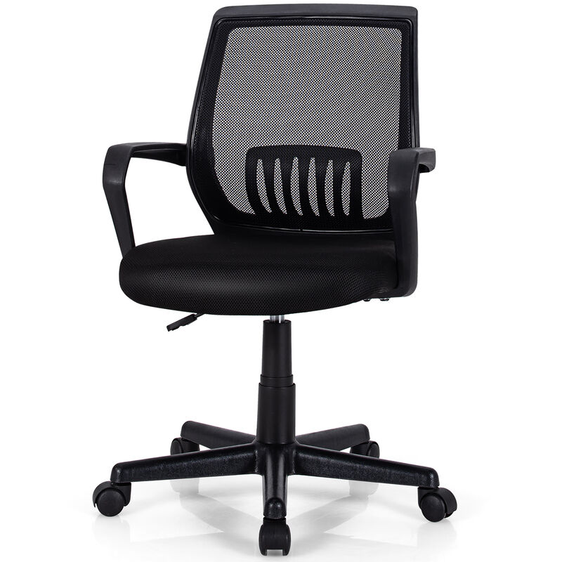 Costway Mid-Back Mesh Office Chair Height Adjustable Executive Chair w/ Lumbar Support