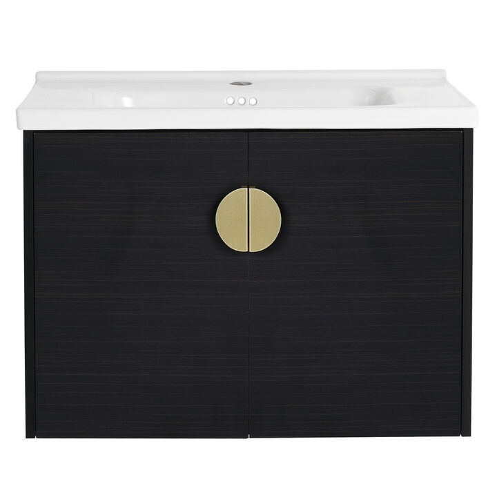 ELEMENT ACE Wall Mounted Bathroom Vanity with Ceramic Sink and Soft Close Doors