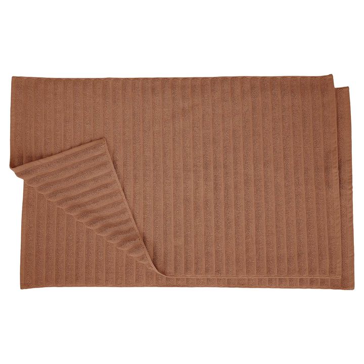 2 Piece Cotton Bath Mat Set with Lined Design for Bathroom