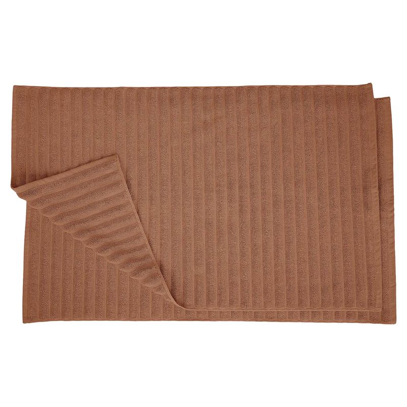 2 Piece Cotton Bath Mat Set with Lined Design for Bathroom image number 0
