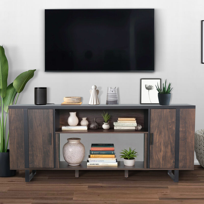 72" Modern Brown TV Stand, Entertainment Center with Storage Cabinet for TV up to 75"