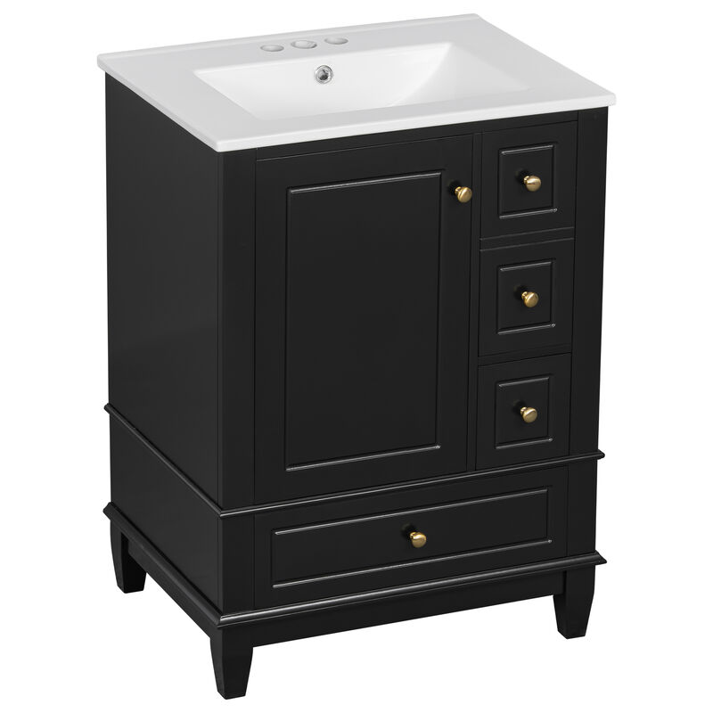 Merax Compact Freestanding Bathroom Vanity with Integrated Ceramic Sink