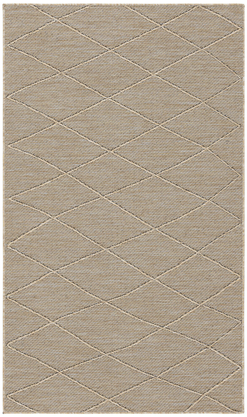HomeRoots 3' X 5' Natural And Light Brown Geometric Indoor Outdoor Area Rug image number 0