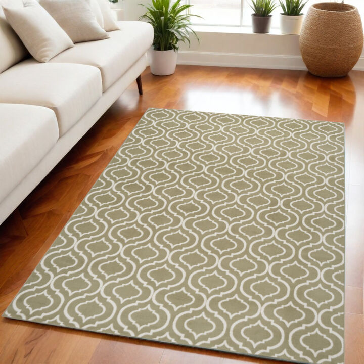 HomeRoots Trellis Non Skid Area Rug