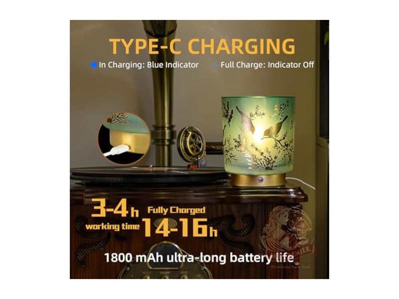 Rechargeable Cordless Dimmable Glass Table Lamp For Bathroom Entryway image number 3