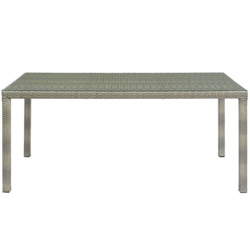 Modway - Conduit 70" Outdoor Patio Wicker Rattan Dining Table Light Gray image number 2