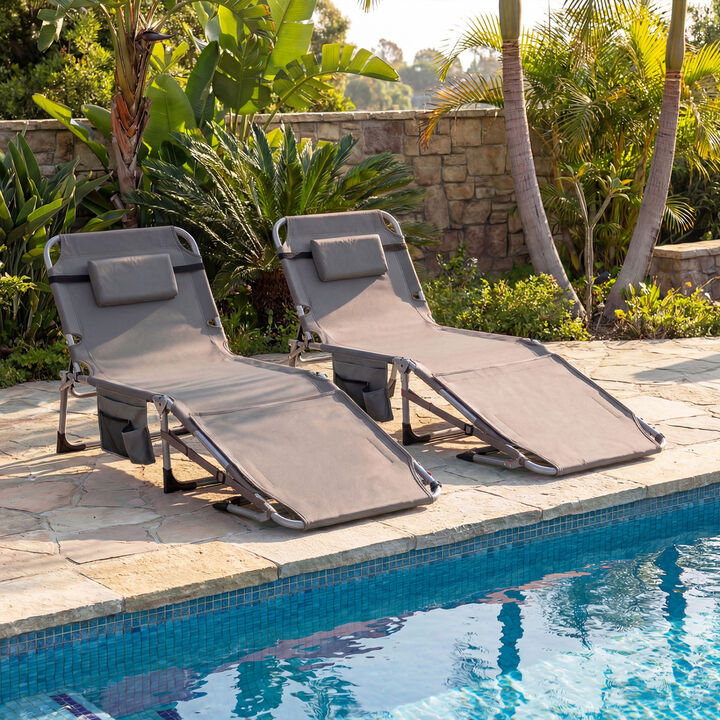 2-Piece Tanning Chairs with Face and Arm Holes, 4-Level Adjustable Backrest