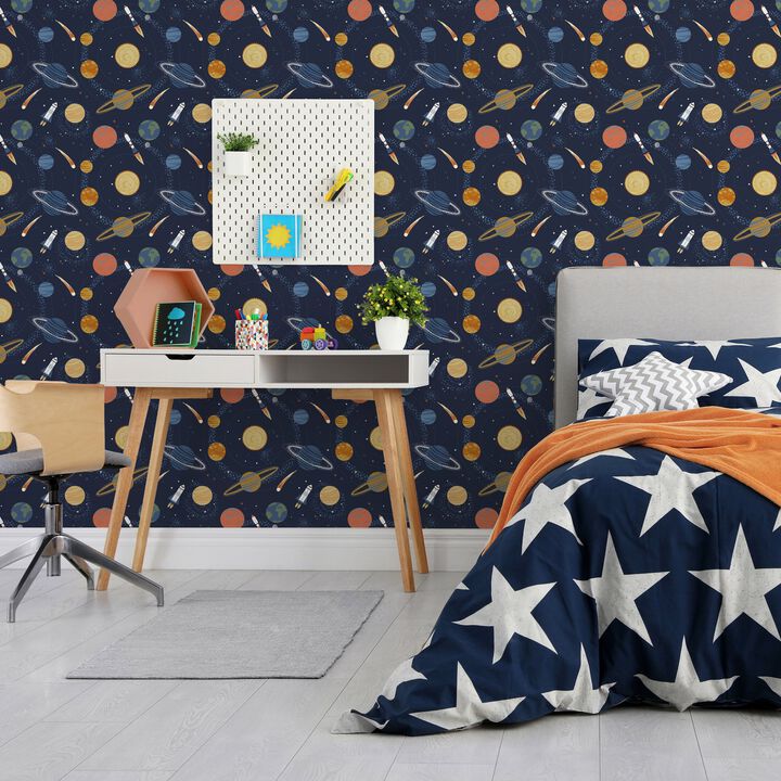 Kids and Teens Solar System Blue Wallpaper G78597
