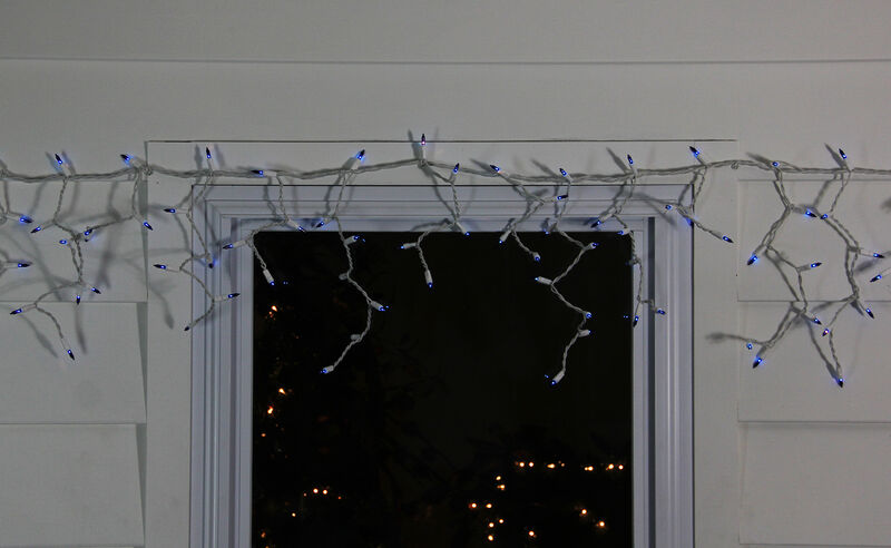 150 Blue Heavy-Duty Commercial Grade Icicle Christmas Lights - 8.5 ft White Wire