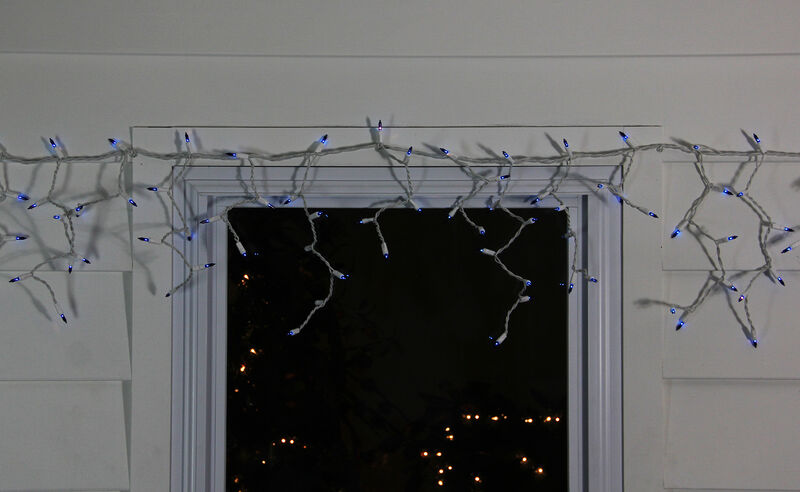 150-Count Blue Mini Icicle Christmas Light Set - 8.75ft  White Wire image number 2
