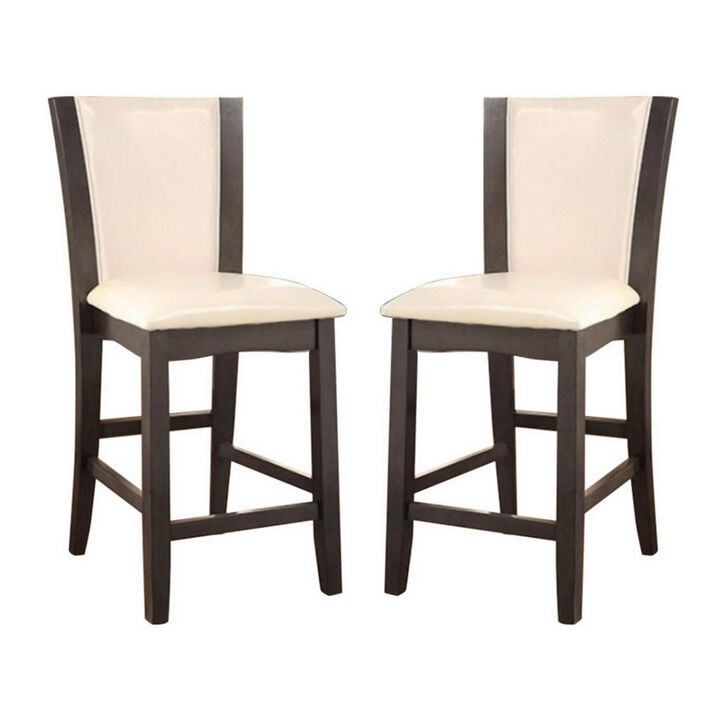 Manhattan III Contemporary Counter Height Chair With White, Gray Finish, Set of 2-Benzara