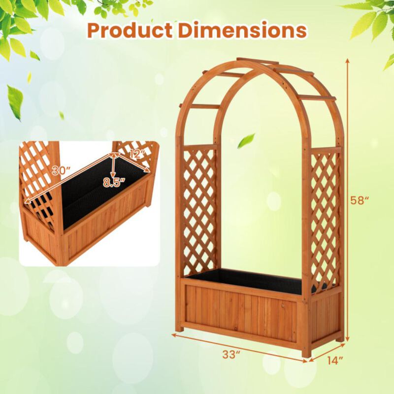 Hivvago Raised Garden Bed with Lattice Trellis Ached Roof Wooden Elevated Planter Box