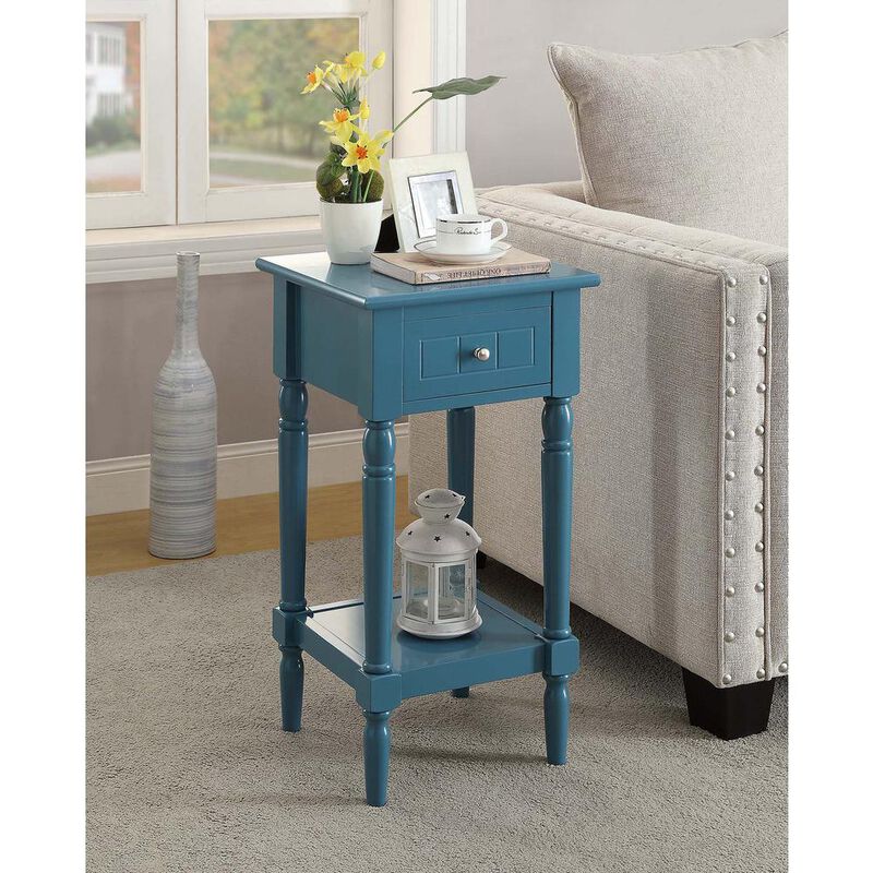 Convience Concept, Inc. French Country Khloe 1 Drawer Accent Table with Shelf Blue