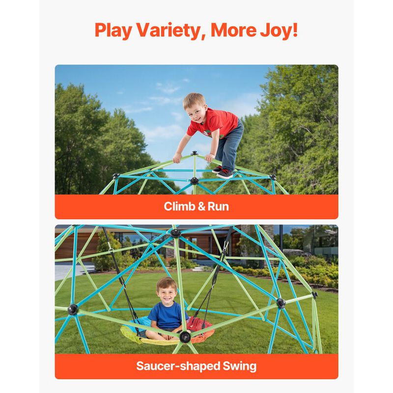 Geometric Climbing Dome with Swing Seat, Outdoor Playground Equipment for Kids Backyard-Multi Color image number 5