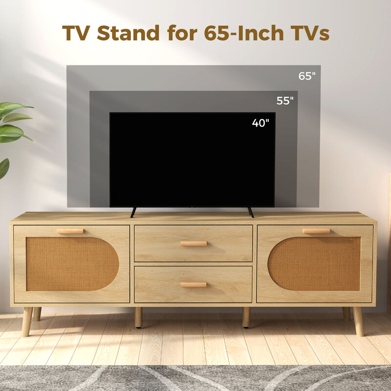 TV Stand for 65-Inch TV with Drawers for Organized Media Storage and Stylish Entertainment Setup