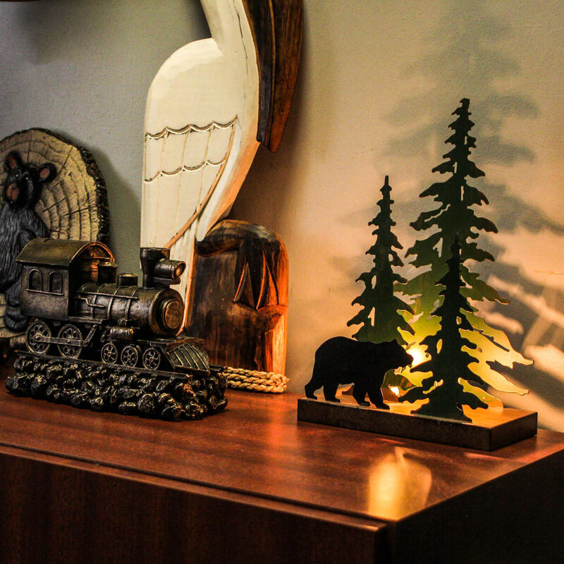 Rustic Metal Black Bear Forest Accent Lamp Decorative Woodland Cabin Home Decor image number 7