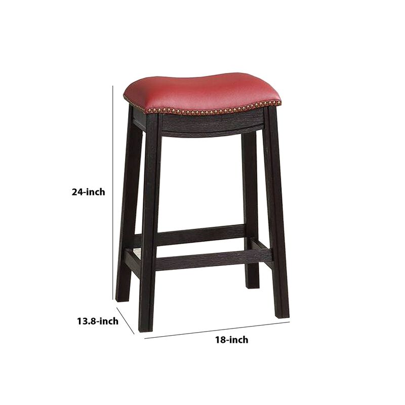Wooden Counter Stool with Upholstered Cushion Seat
