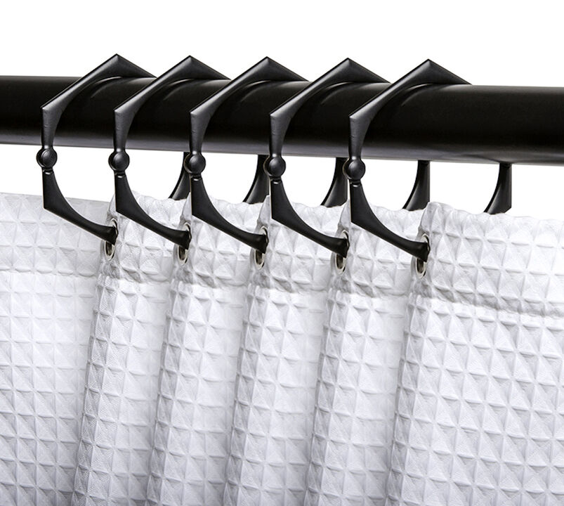 Utopia Alley Rust-Proof Zinc Hexagon-Shaped Shower Curtain Hooks with Clasp Closure, Shower Hooks Hangers for Bathroom, Kitchen Utensils, Curtains, Clothing, Towels etc - Set of 12