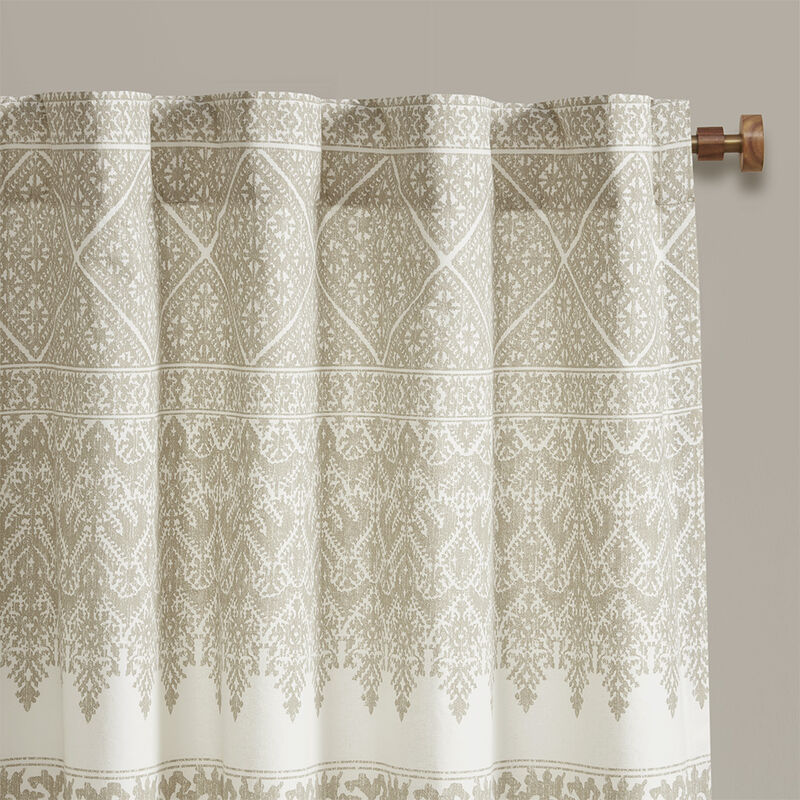 Gracie Mills Robbins Chenille-Detailed Cotton Printed Curtain Panel with Lining