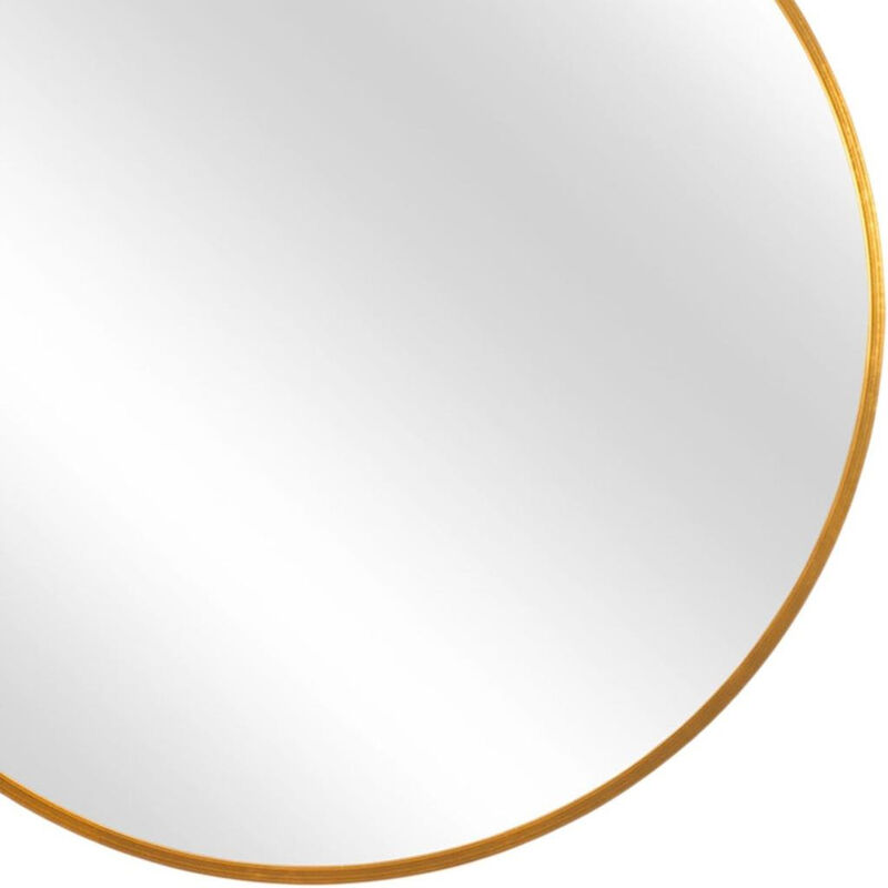 HomeRoots 31" Gold Metal Round Framed Accent Mirror image number 4