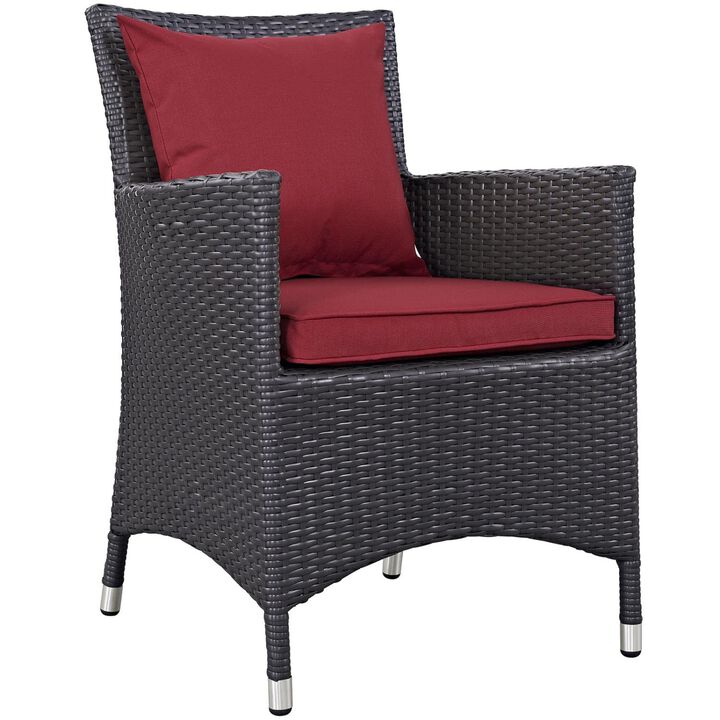 Modway Convene Collection 11-Piece Outdoor Patio Dining Set in Espresso Red