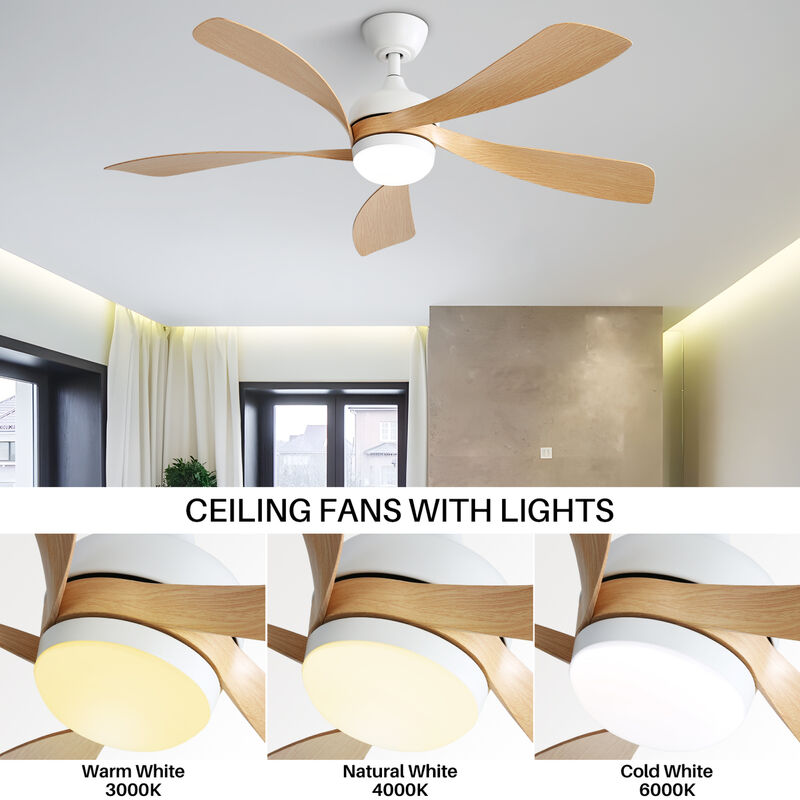 ELEMENT ACE 52 Inch Modern Ceiling Fan with Dimmable LED Light and Remote Control Featuring Reversible DC Motor image number 5