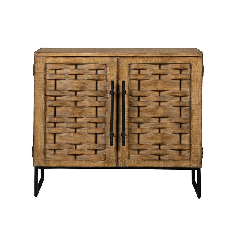Osin Accent Buffet Cabinet, Woven Door Front, 41 Inch Natural Brown