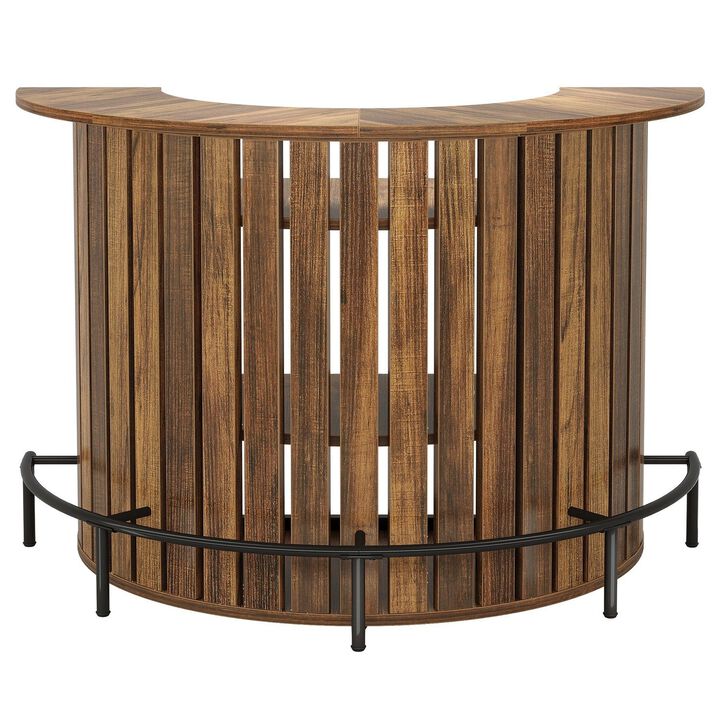Tribesigns Farmhouse Arc-Shaped 4-Tier Wood Bar Table with Footrest