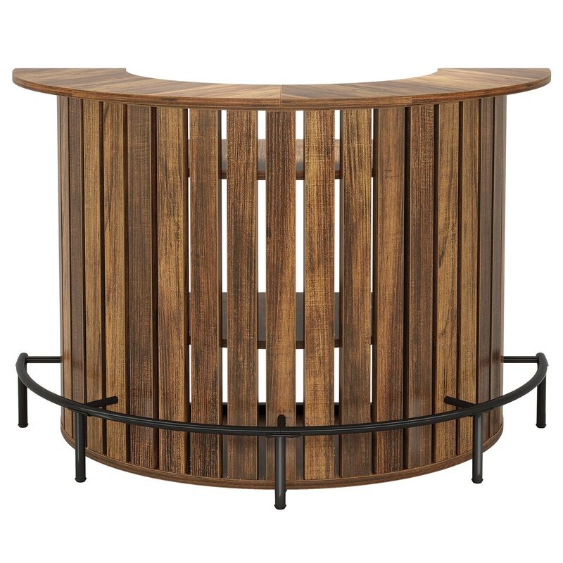 Tribesigns Farmhouse Arc-Shaped 4-Tier Wood Bar Table with Footrest image number 0