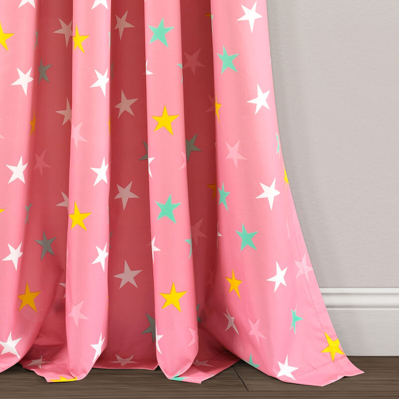 Unicorn Heart Rainbow Star Blackout Window Curtain Panel Pink/Multi Single 52x84