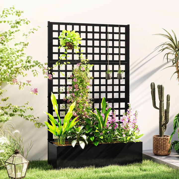 Hivvago 43"x16"x70" Galvanized Planter with Trellis for Vines and Herbs